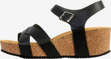 The Divine Factory Sandale 'Noga Ety Edge Ledersandalen mit Keilabsatz' in Schwarz: Vorderseite