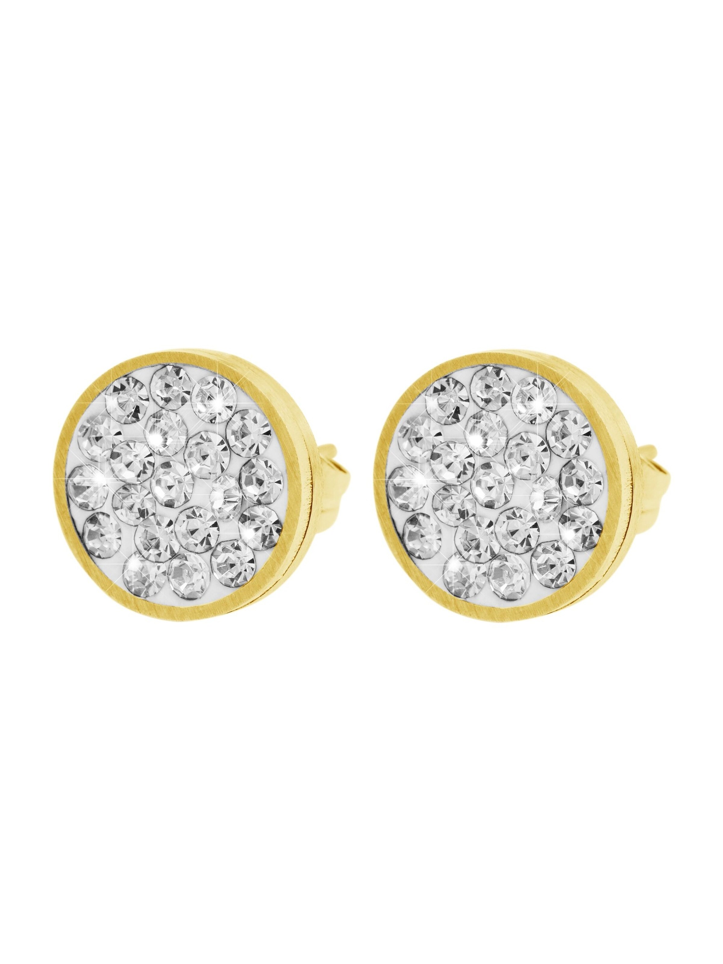 Akzent Earrings 'Edelstahl, Similibesatz, wasserfest, langlebig' in Gold
