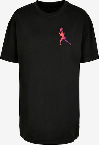 Merchcode Shirt 'Tennis Woman Silhouette' in Zwart: voorkant