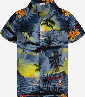 King Kameha Button Up Shirt 'Surf' in Grey: front