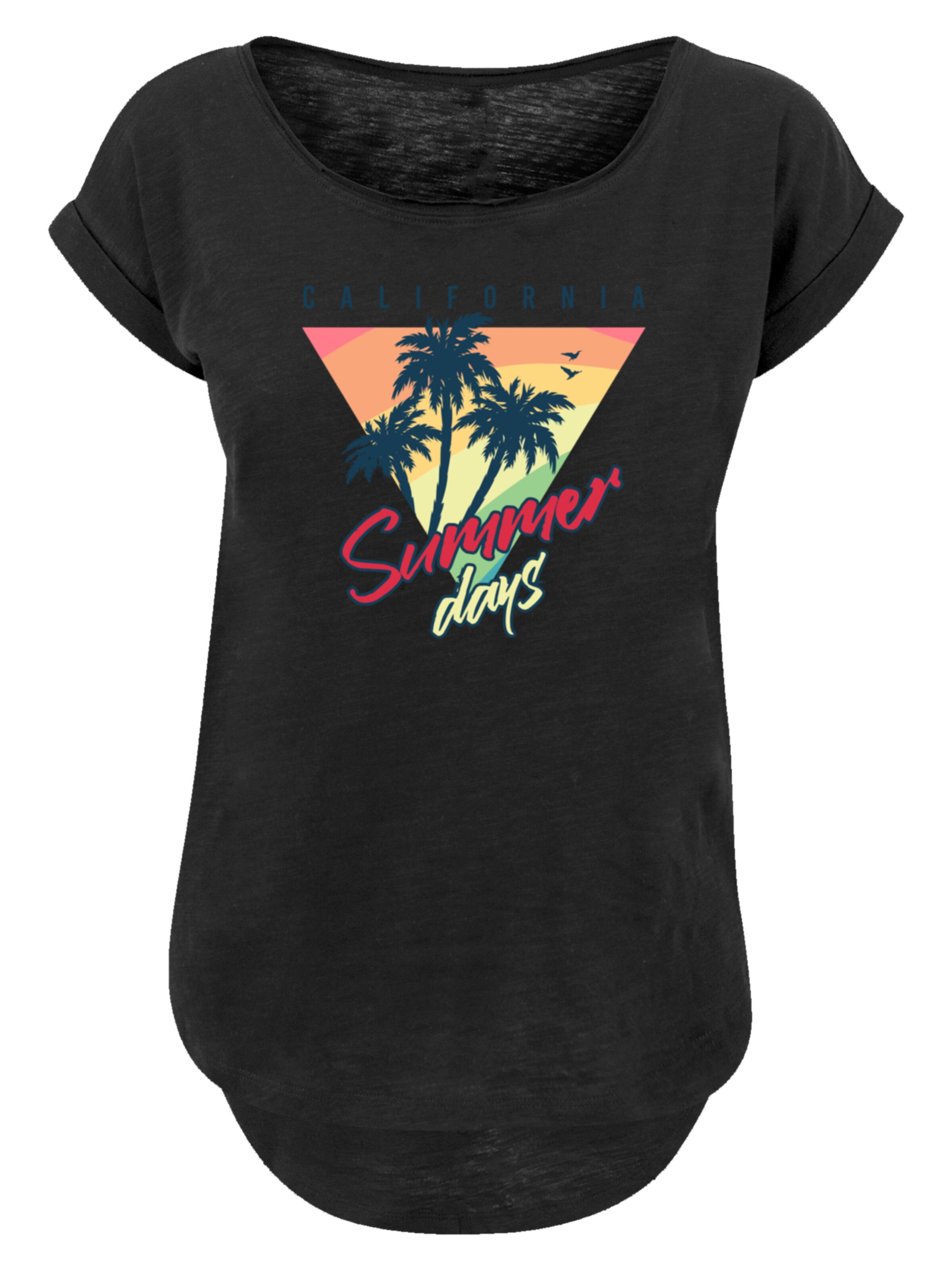 F4NT4STIC Shirt 'California Palmen Retro' in Zwart: voorkant