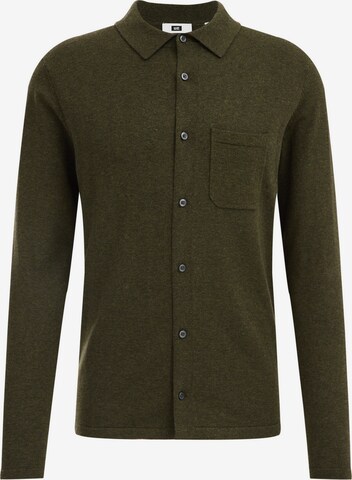 WE Fashion Slim fit Button Up Shirt in Green: front