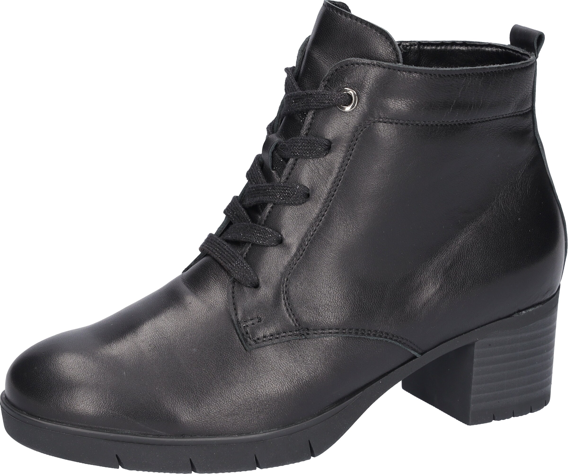 WALDLÄUFER Lace-Up Ankle Boots in Black: front