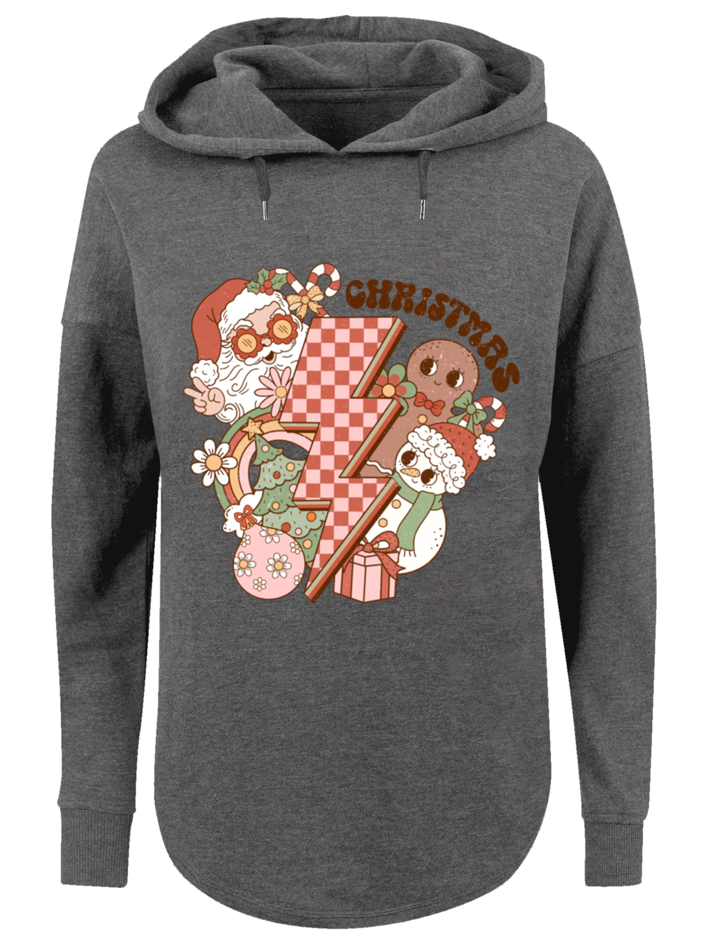 Sweat-shirt 'Groovy Christmas' F4NT4STIC en gris : devant