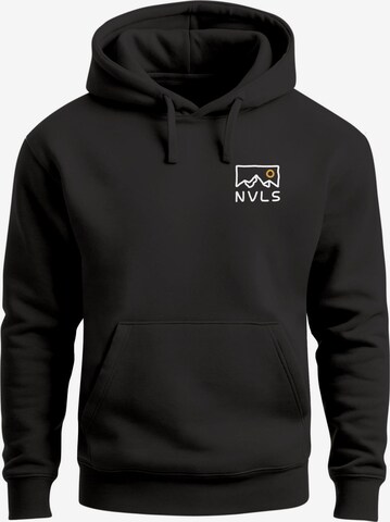 Neverless Sweatshirt 'Mountain Badge' in Schwarz: Vorderseite