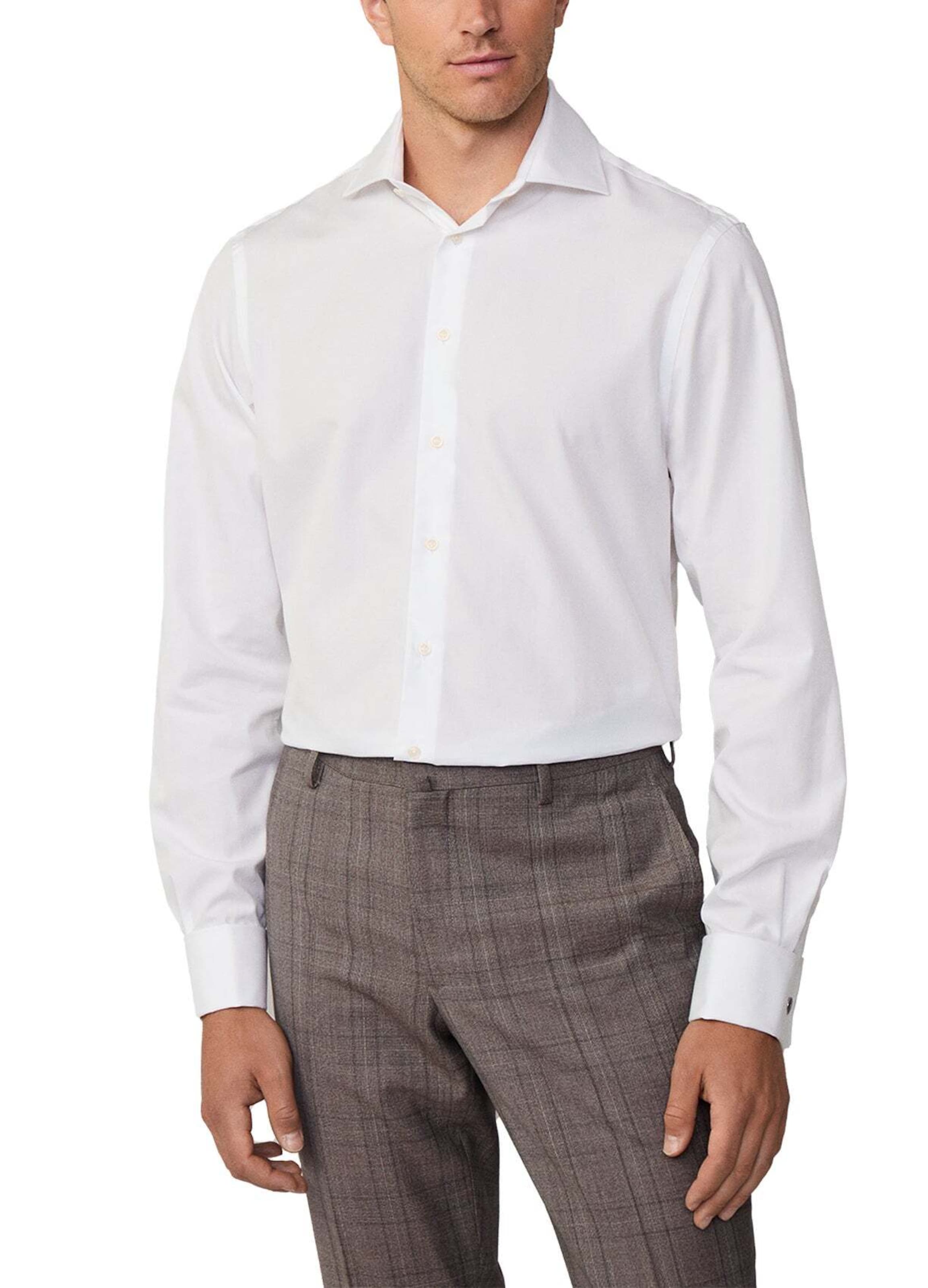 Hackett London Slim Fit Businesshemd 'Poplin Classic' in Weiß: Vorderseite
