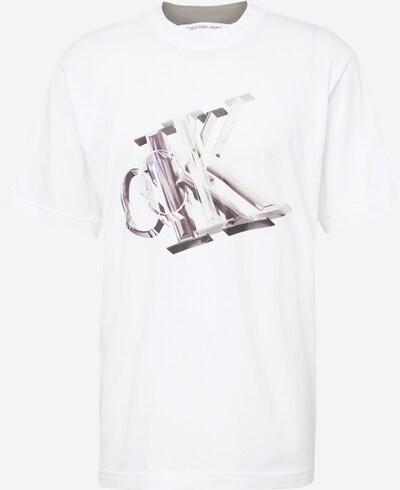 Calvin Klein Jeans T-Krekls, krāsa - akmens / gaiši pelēks / balts, Preces skats
