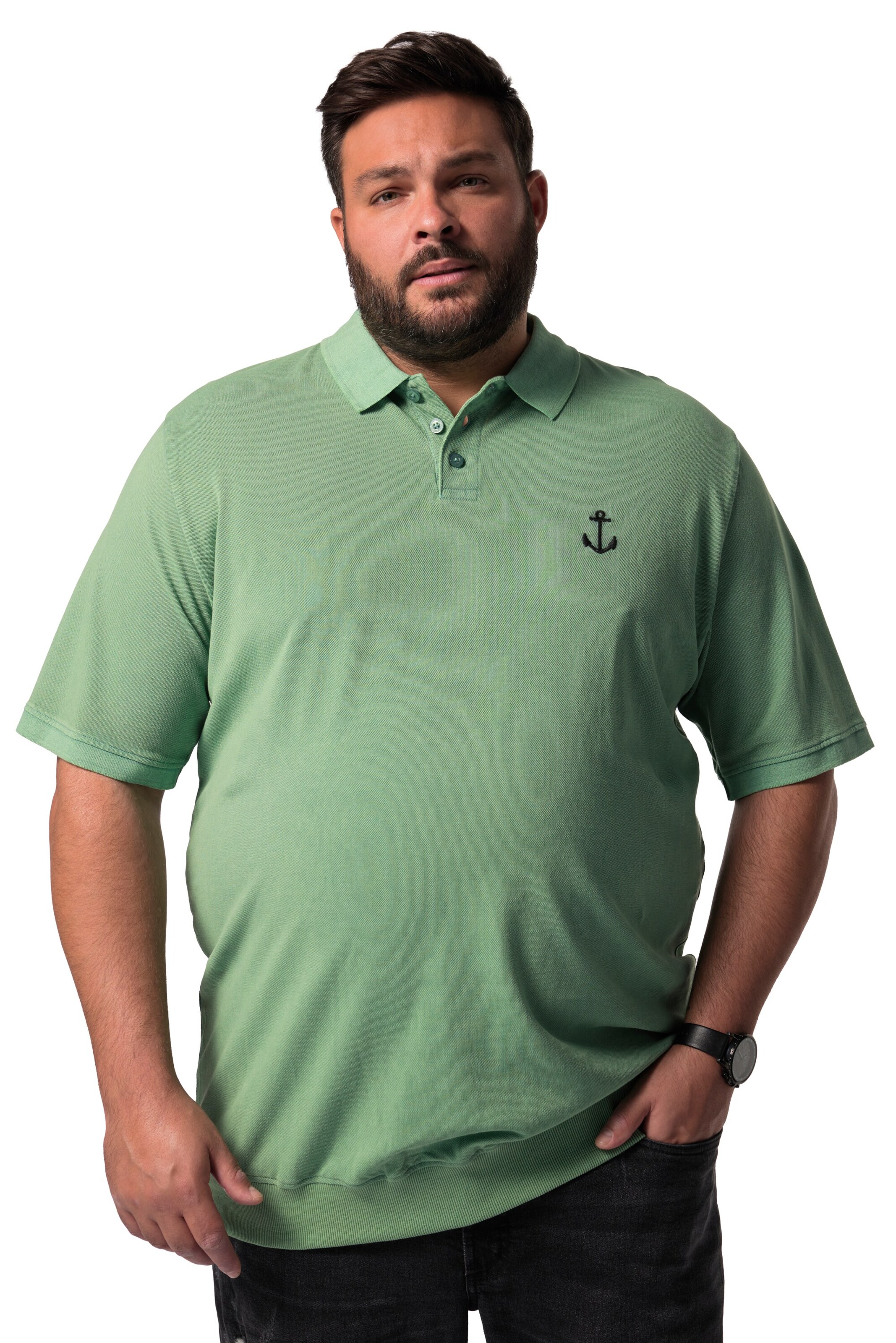 Men Plus Shirt in Green: front
