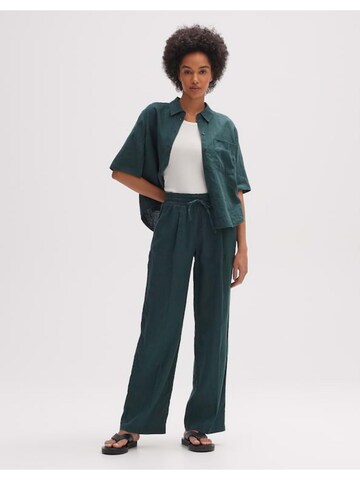 OPUS Wide leg Pleat-Front Pants 'Marou' in Green: front