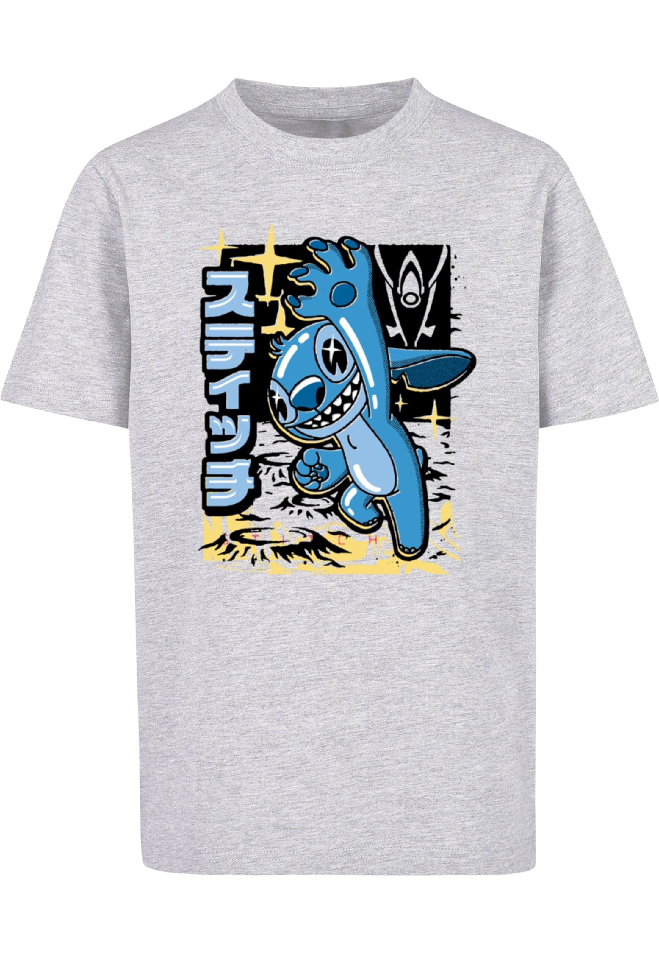 ABSOLUTE CULT Shirt 'Lilo and Stitch - Japanese' in Grijs: voorkant