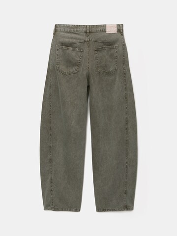 Pull&Bear Zúžený Džíny – zelená