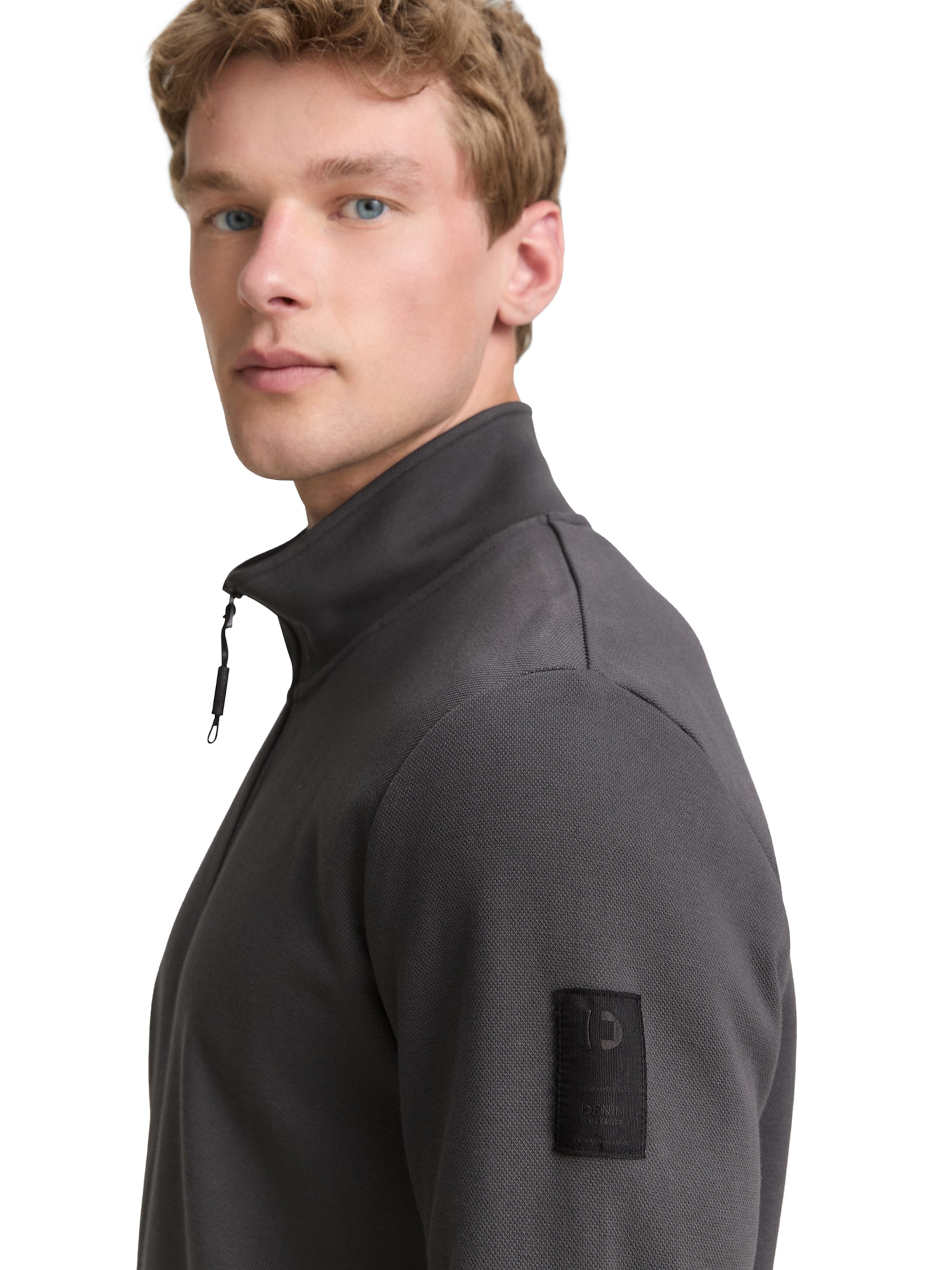 TOM TAILOR DENIM Sweatjacke in Grau