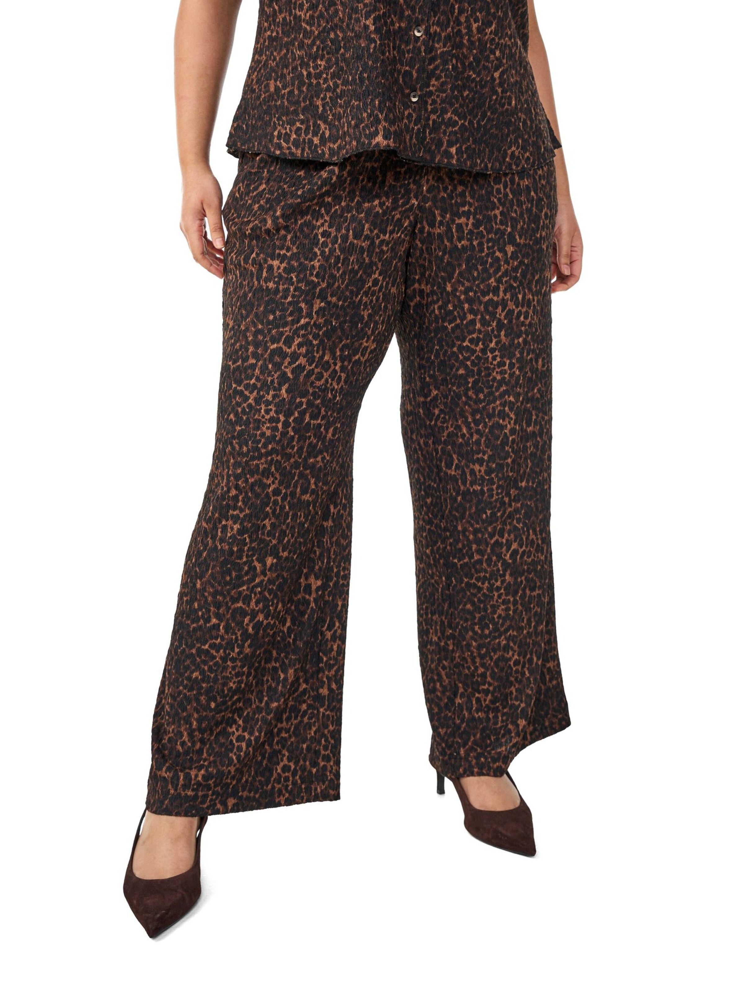 Zizzi Широка кройка Панталон 'Vtalia' в кафяво: отпред