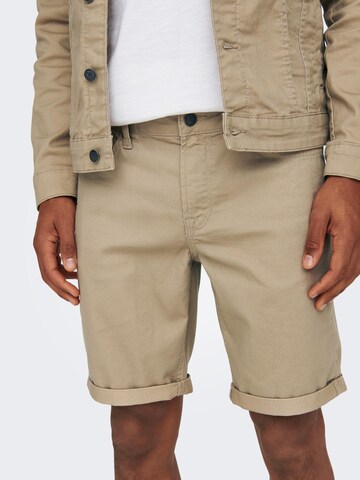 Only & Sons Regular Trousers 'Ply' in Beige