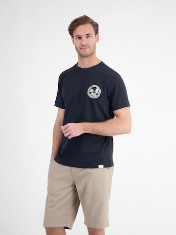 LERROS Lässiges, unifarbenes T-Shirt aus reiner Baumwolle mit Print in Blau