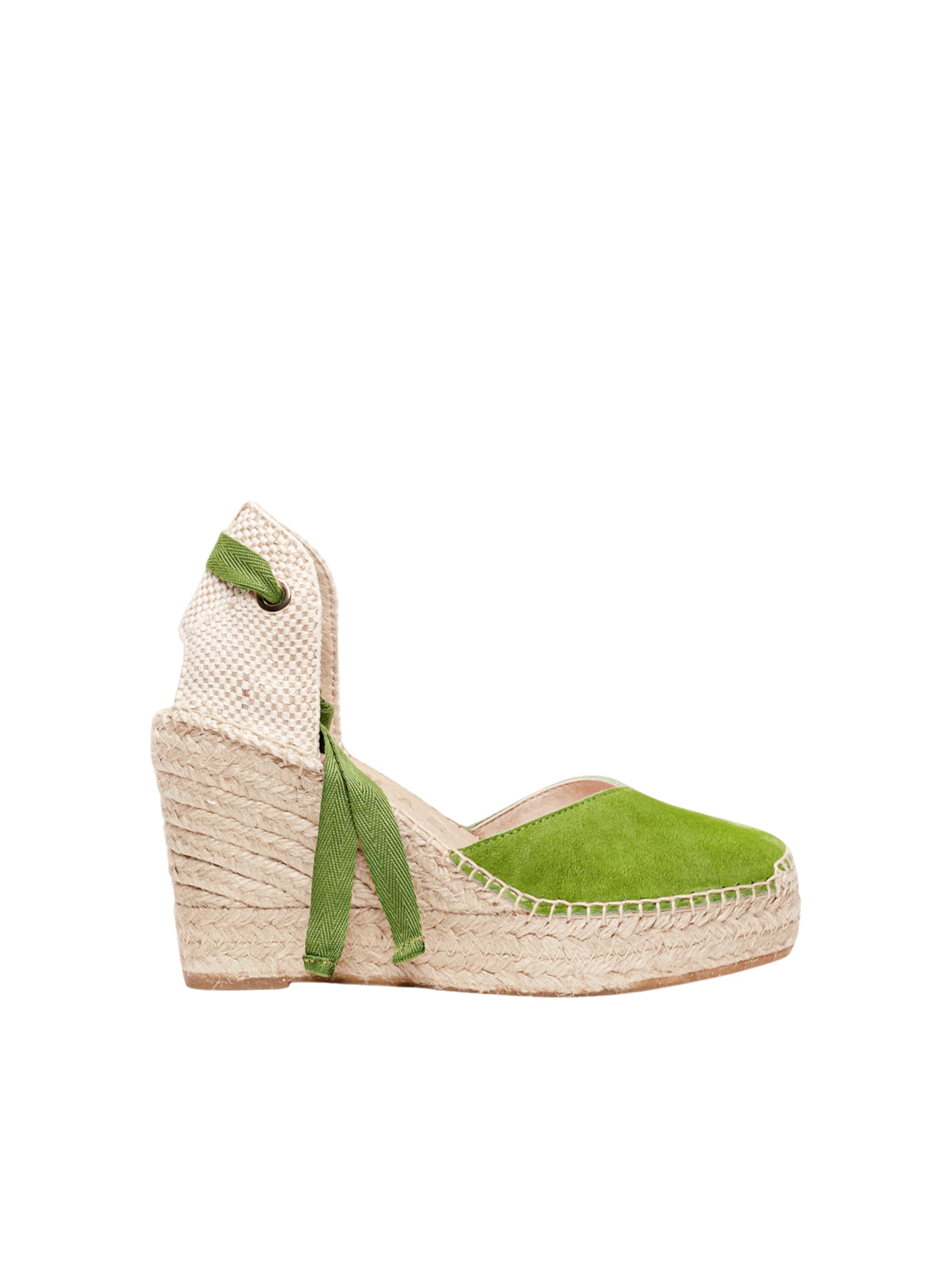 Alhamas - Sandalias 'Alpargata Cuña 10 cm' en verde: frente
