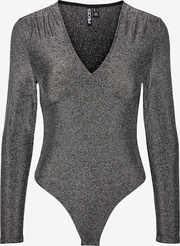 PIECES Blouse Bodysuit 'SANDRA' in Silver: front