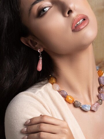 THE GEM STORIES JEWELRY Σκουλαρίκια 'Rosé Crystal Drops' σε ροζ: μπροστά