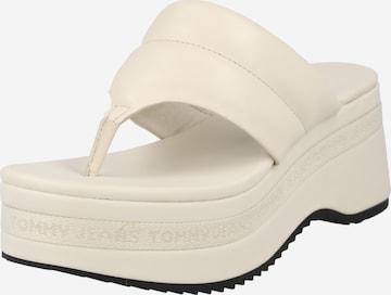 Tommy Jeans T-Bar Sandals in Beige: front