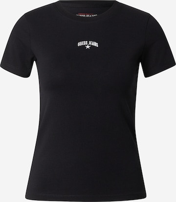 GUESS JEANS Тениска в черно: отпред