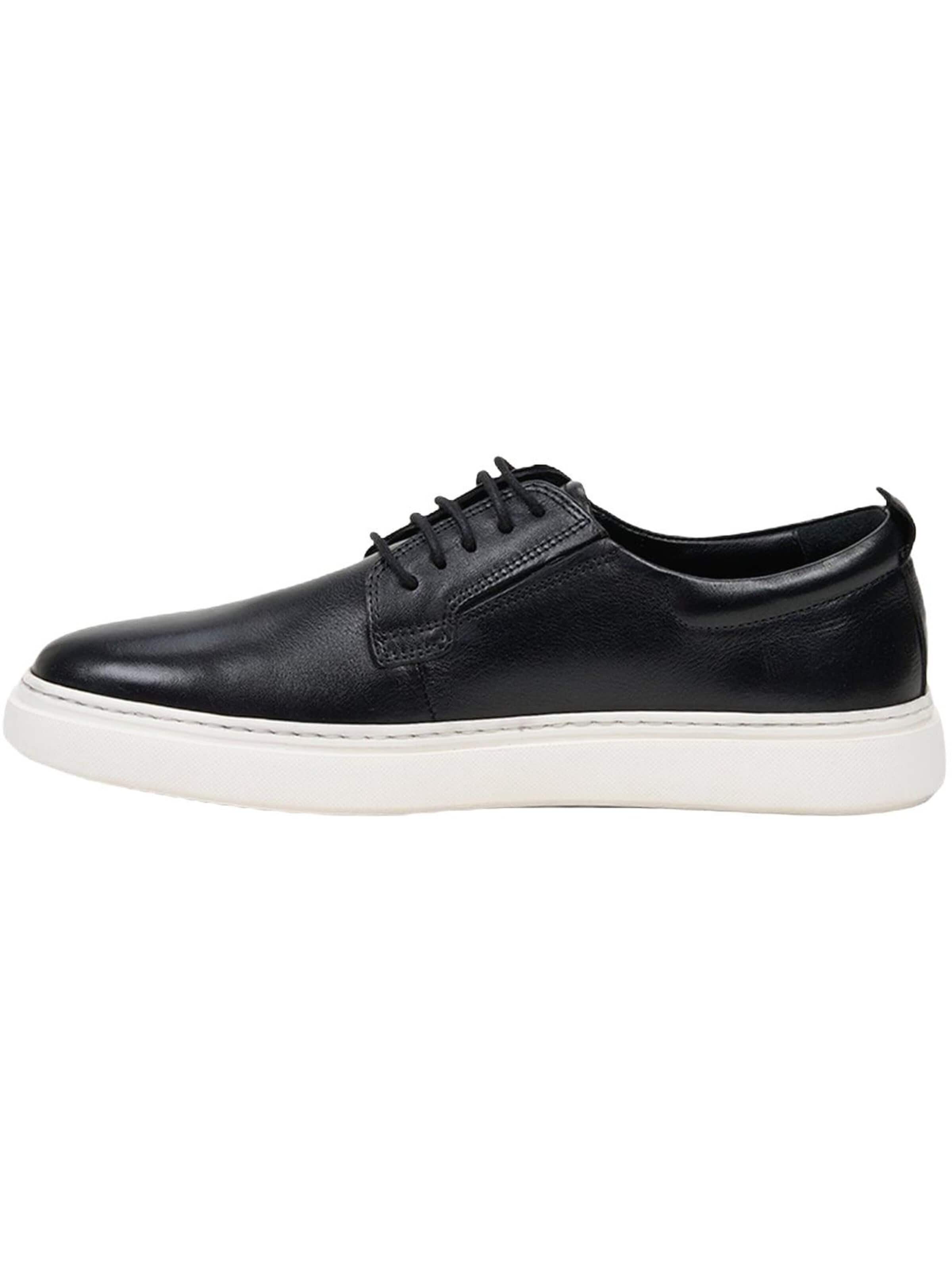 Desa - Calzado deportivo con cordones 'DESA Herren-Schnürschuhe aus Leder mit weißer Sohle' en negro