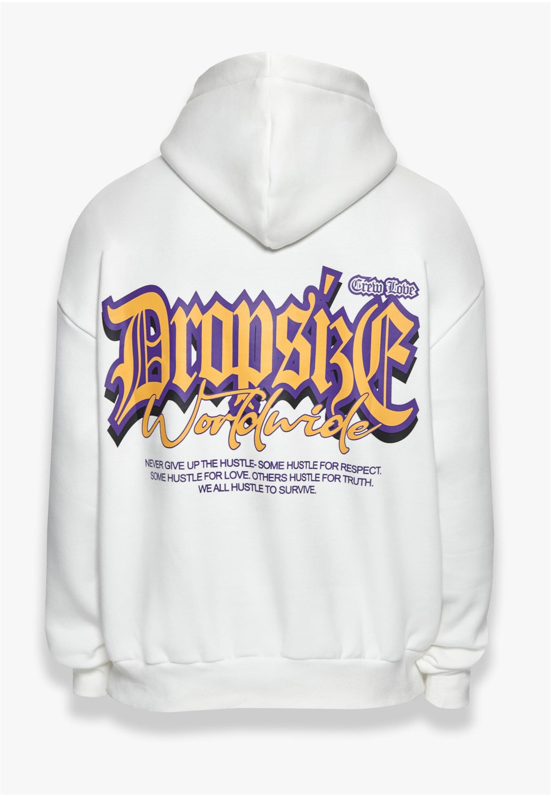 Dropsize Collegepaita 'Never Give Up' värissä valkoinen