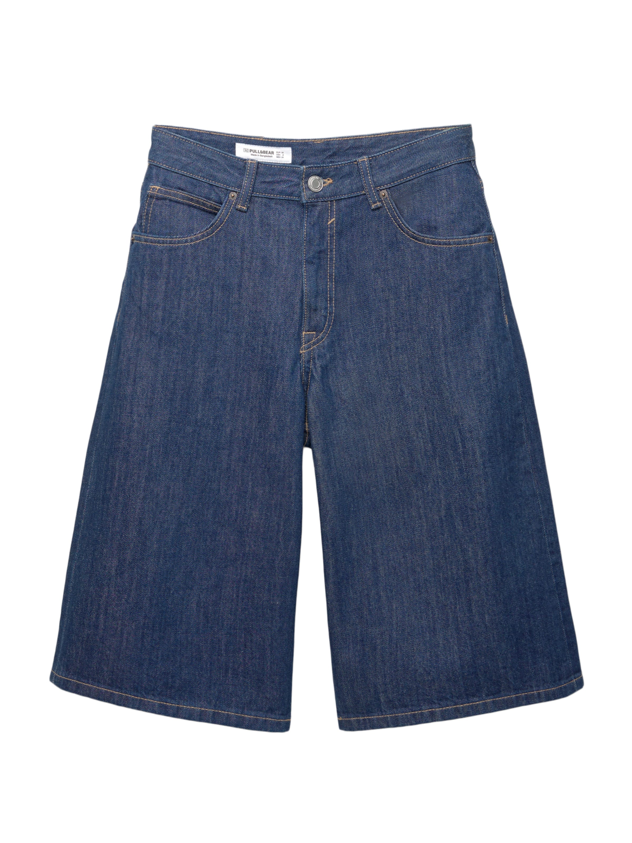 Wide leg Jeans de la Pull&Bear pe albastru: față