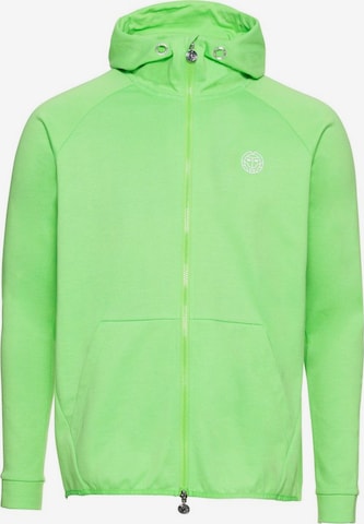 BIDI BADU Athletic Zip-Up Hoodie in Green: front