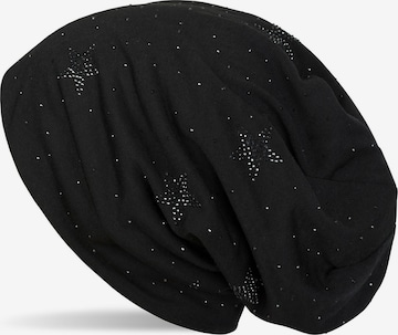 styleBREAKER Mütze 'Beanie mit Strass Sterne' in Schwarz: Vorderseite