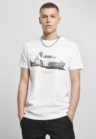 T-Shirt 'Weekend Wolf' Mister Tee en blanc : devant