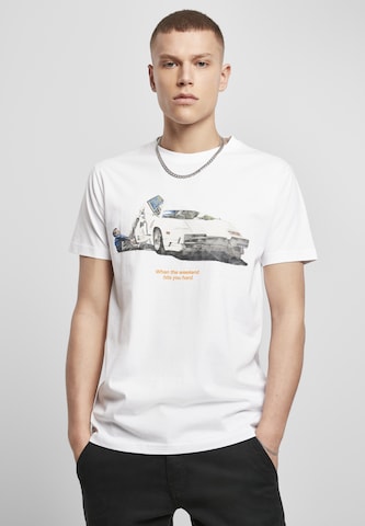Mister Tee Shirt 'Weekend Wolf' in White: front