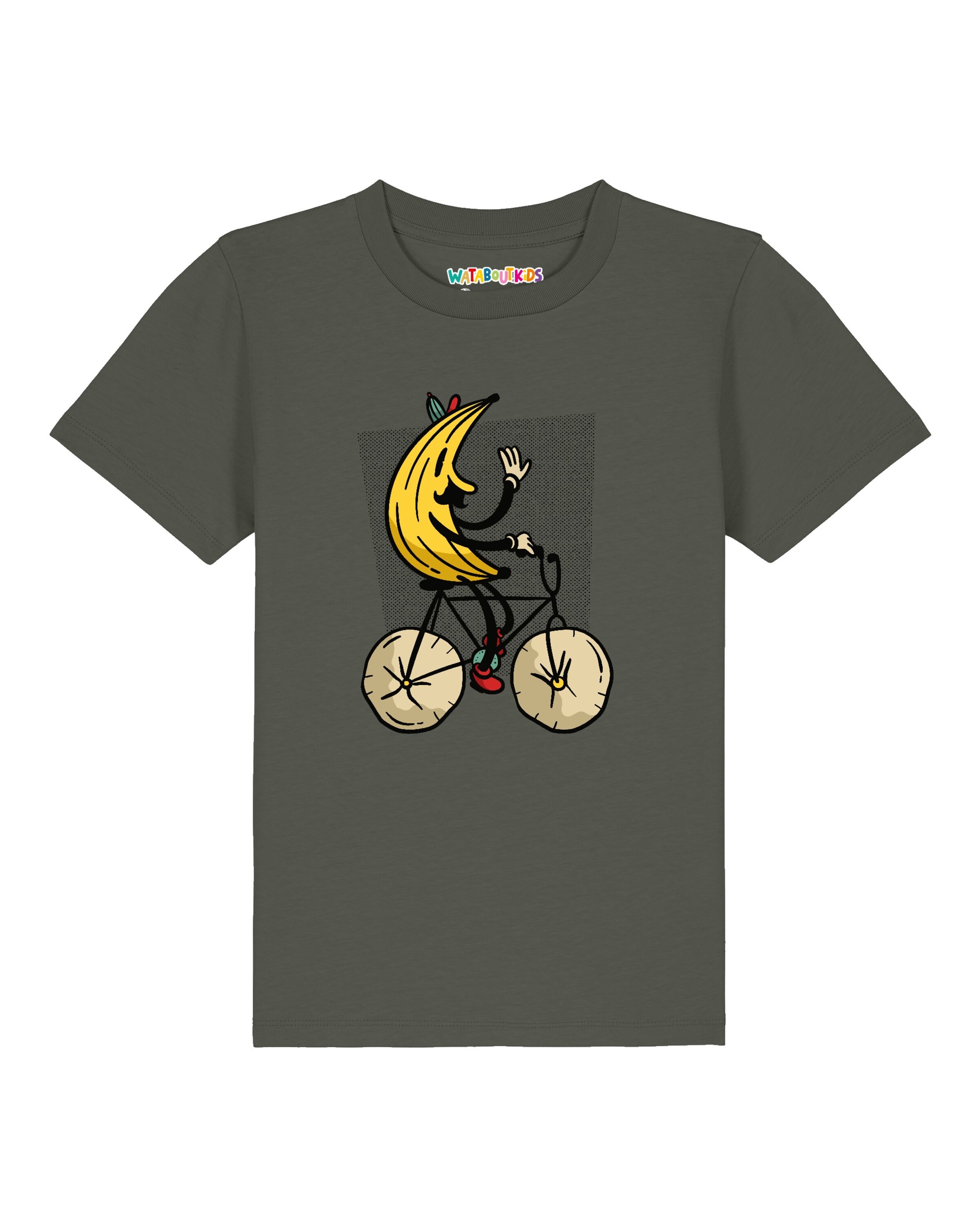Maglietta 'Banana Rider' di watabout.kids in verde: frontale