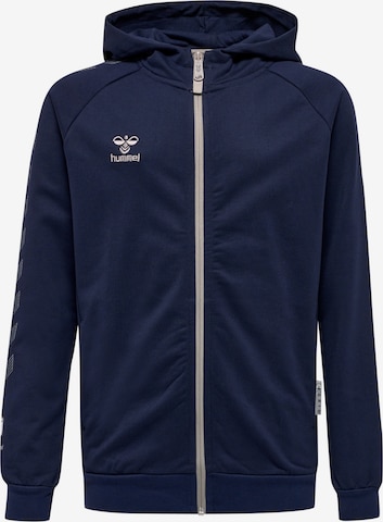 Hummel Athletic Zip-Up Hoodie 'MOVE' in Blue: front