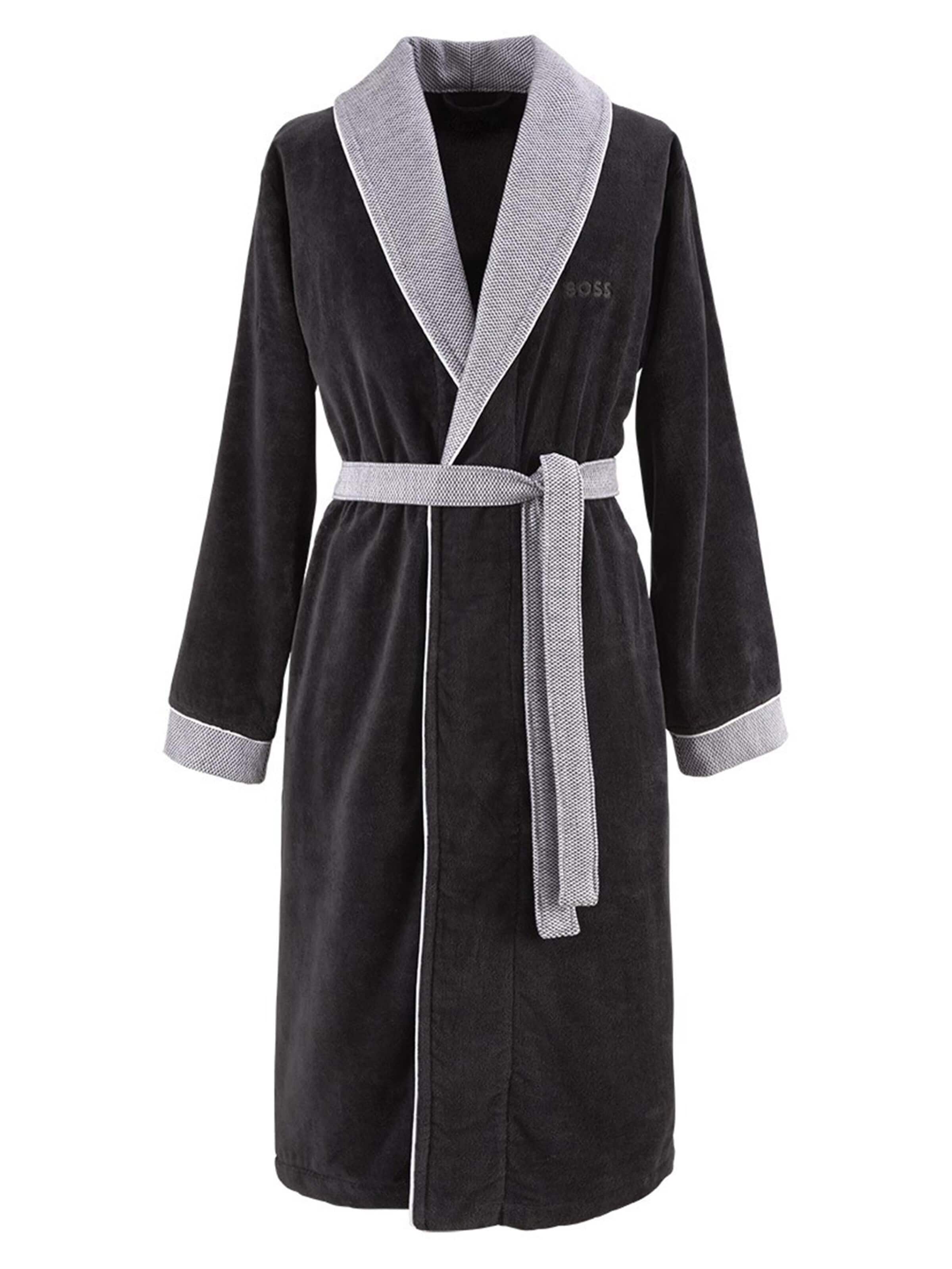 BOSS Home Long Bathrobe 'LORD' in Black: front