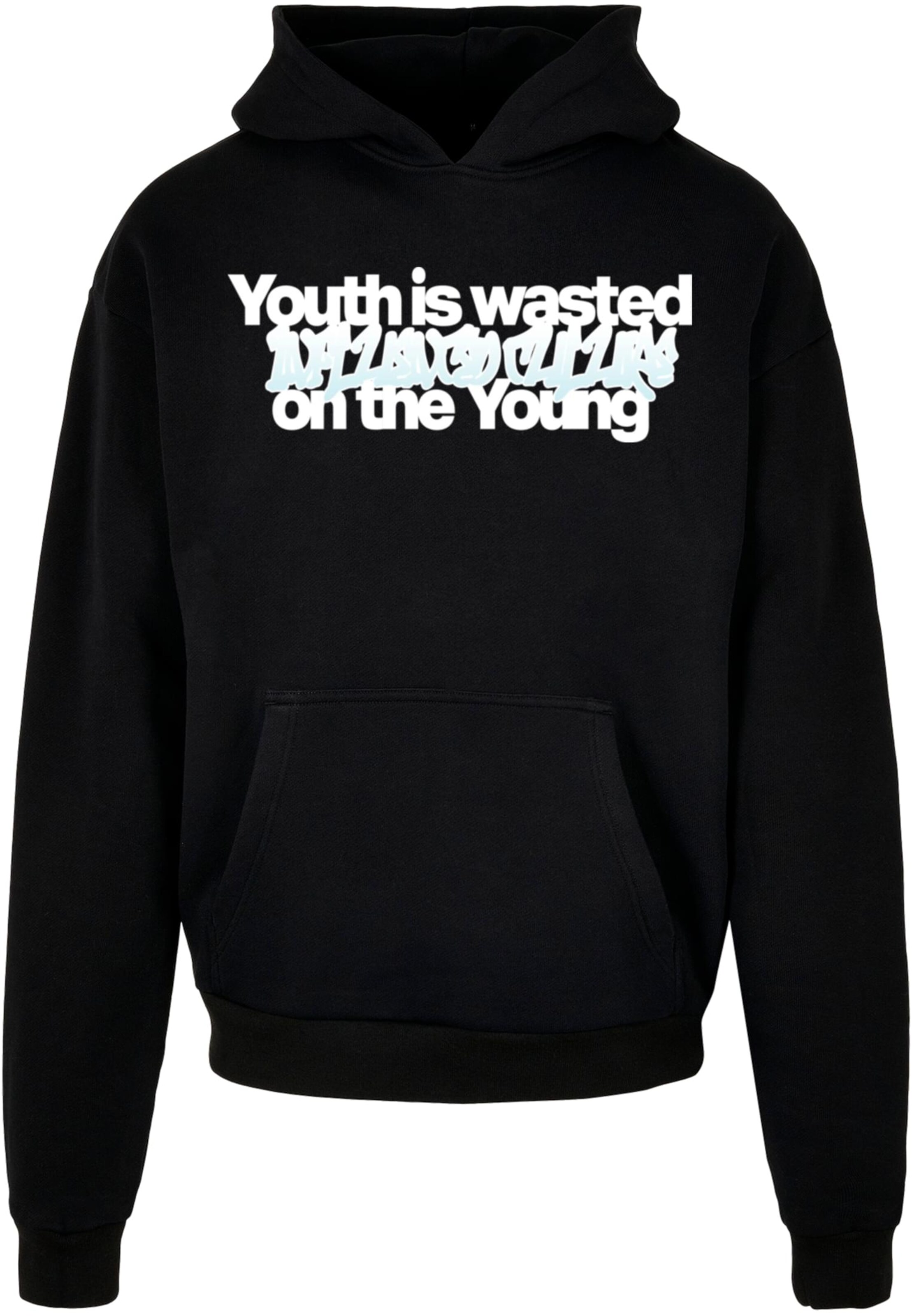 Lost Youth Sweatshirt 'Wasted' in Zwart: voorkant