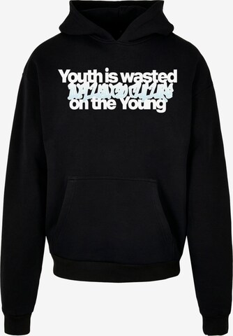 Lost Youth Sweatshirt 'Wasted' in Zwart: voorkant
