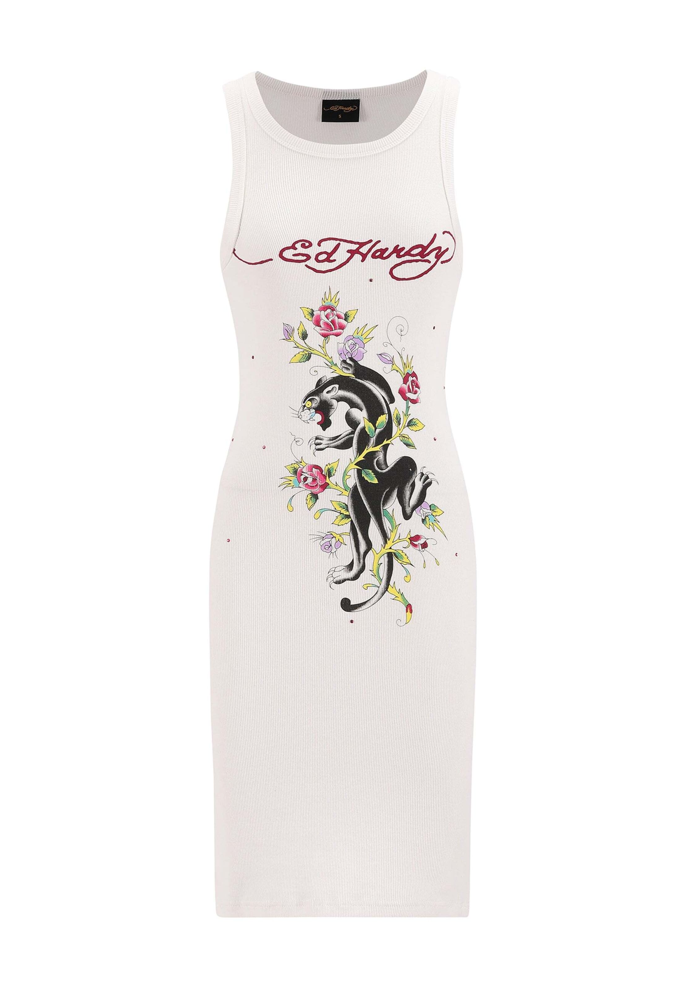 Ed Hardy - Vestido de tubo en blanco: frente