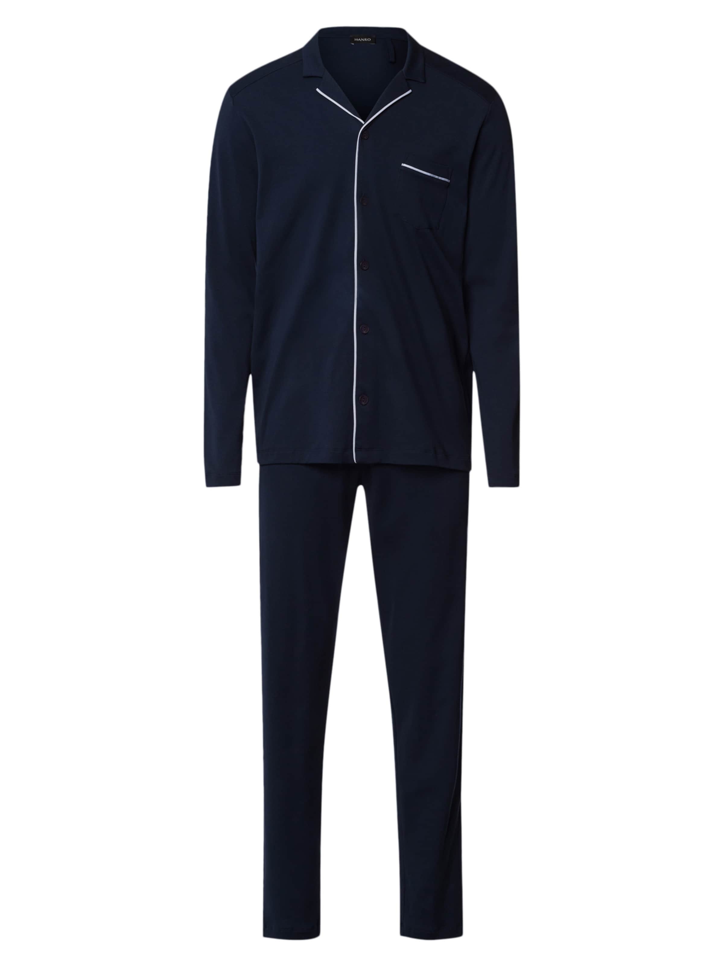 Hanro Pajamas long 'Night & Day' in Blue: front