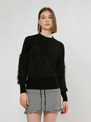 Influencer Pullover 'Sweetheart' in Schwarz: Vorderseite