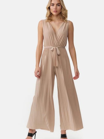 Worldclassca Jumpsuit 'Women Jumpsuit Pleated Overall Uni' in Beige: front