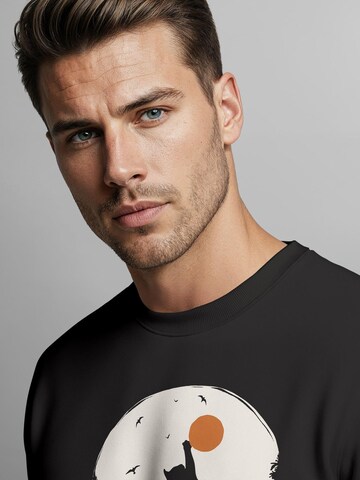 Neverless Sweatshirt 'Wald Katze' in Black