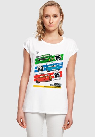 ABSOLUTE CULT T-Shirt 'Cars - Pistons Cup Champions' in Weiß: predná strana