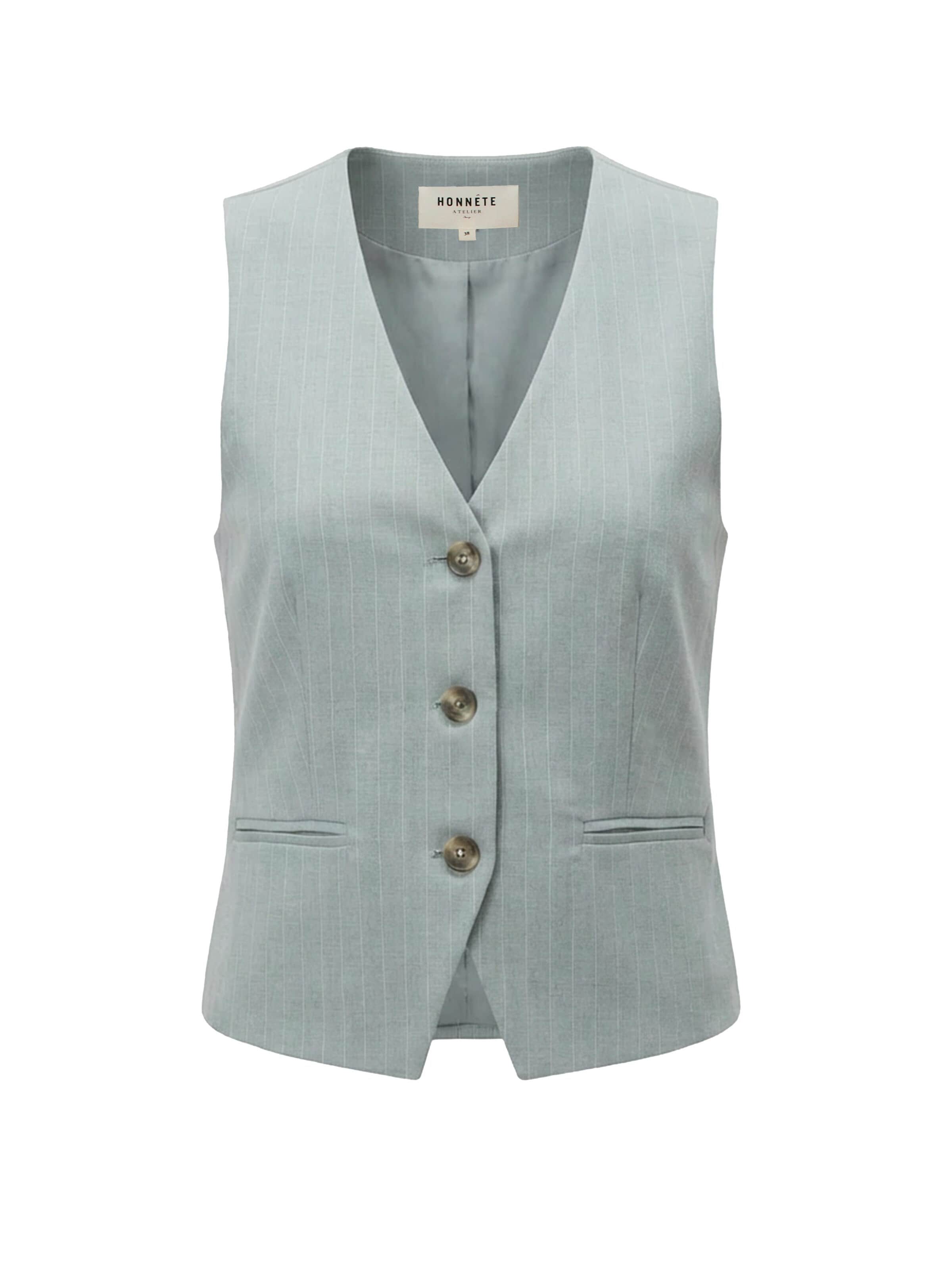 Honnête Atelier Bodywarmer 'Lora' in Blauw: voorkant