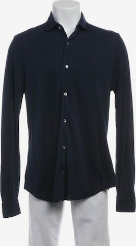 FEDELI Button Up Shirt in M-L in Blue: front