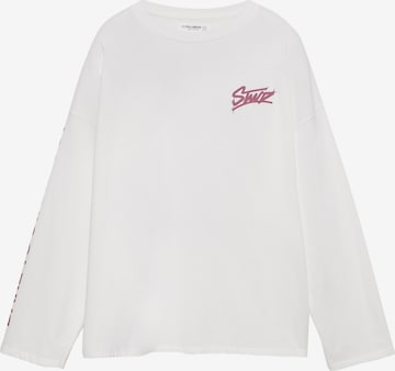 Tricou 'STWD ' de la Pull&Bear pe alb: față