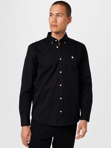 Carhartt WIPRegular Fit Poslovna košulja 'Madison' - crna boja: prednji dio