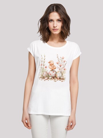 T-shirt 'Ostern Küken Ei Blumen' F4NT4STIC en blanc : devant