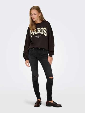 JDY Sweatshirt 'JDYMESA L/S O-NK EMB SWEAT' in Bruin