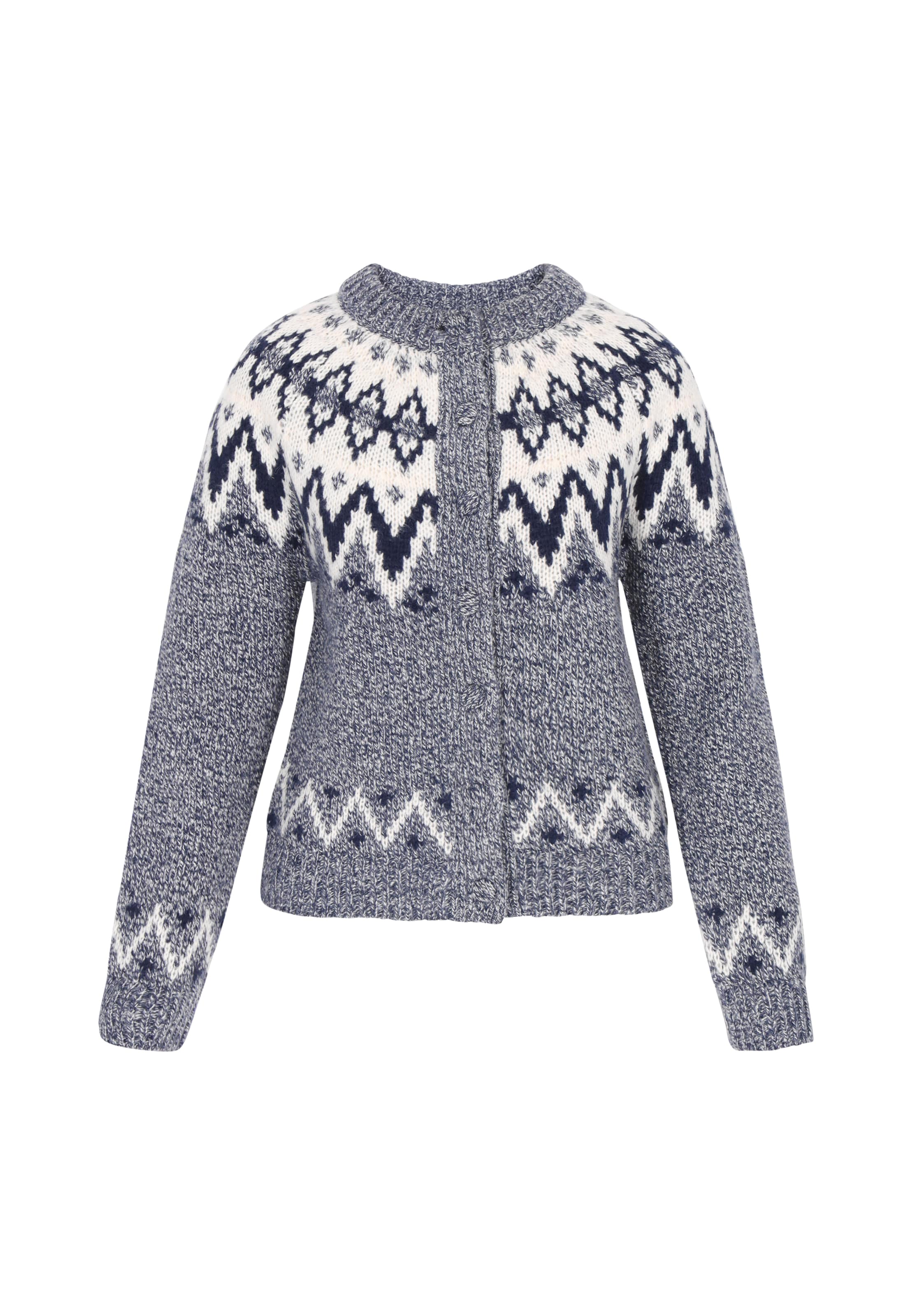 Kardiganas 'Vintage' iš DreiMaster Vintage, spalva – tamsiai mėlyna jūros spalva / margai pilka / balkšva, Prekių apžvalga