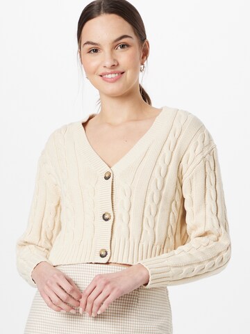 Monki Knit Cardigan in White: front